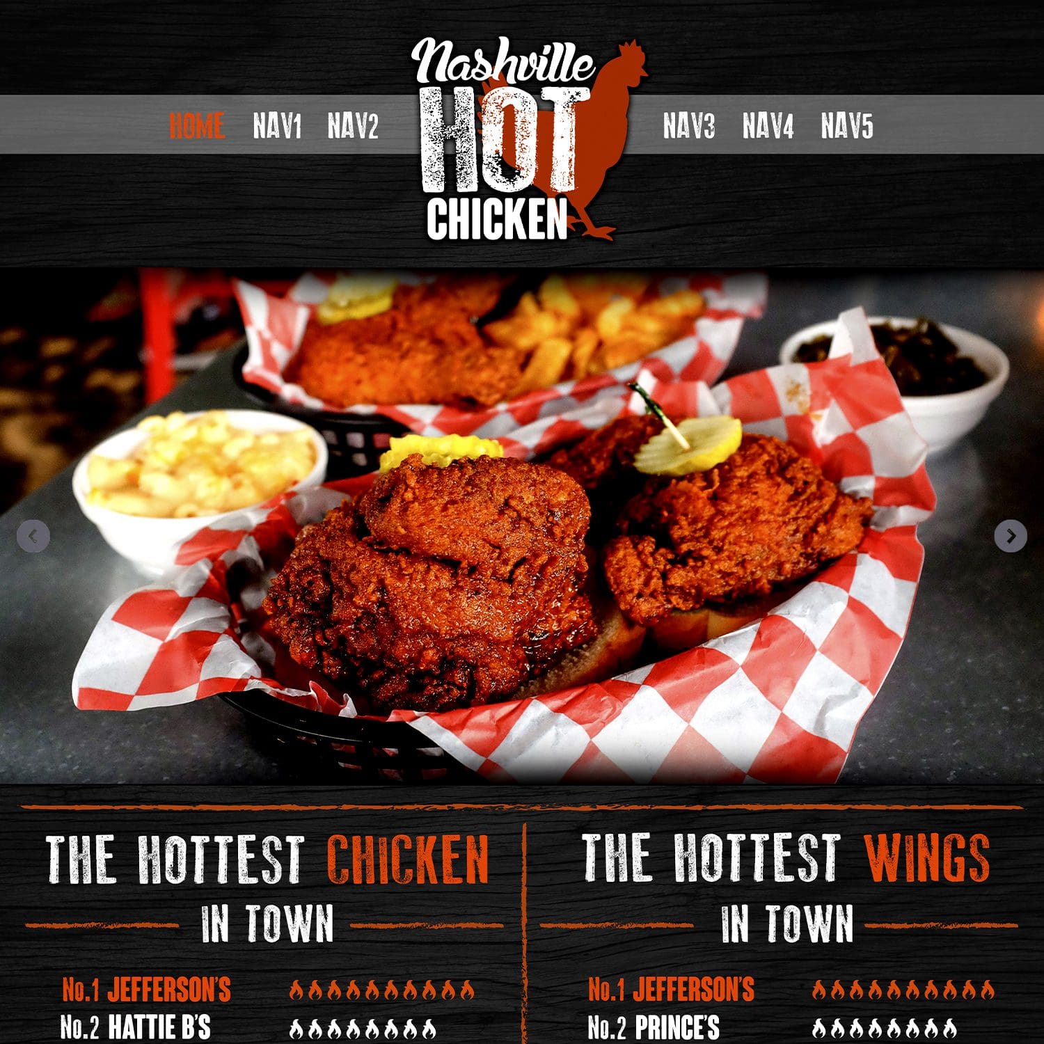 hot chicken wing food website - JLB, Best Web Design and Web Development Company in Nashville, Brentwood, and Franklin