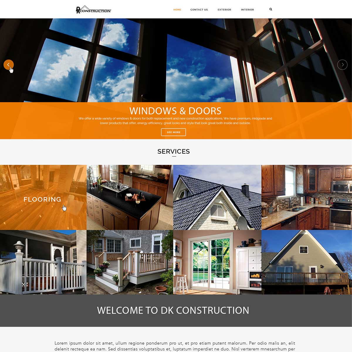dk construction website after brentwood web designers worked together to recreate it to include digital marketing and seo support