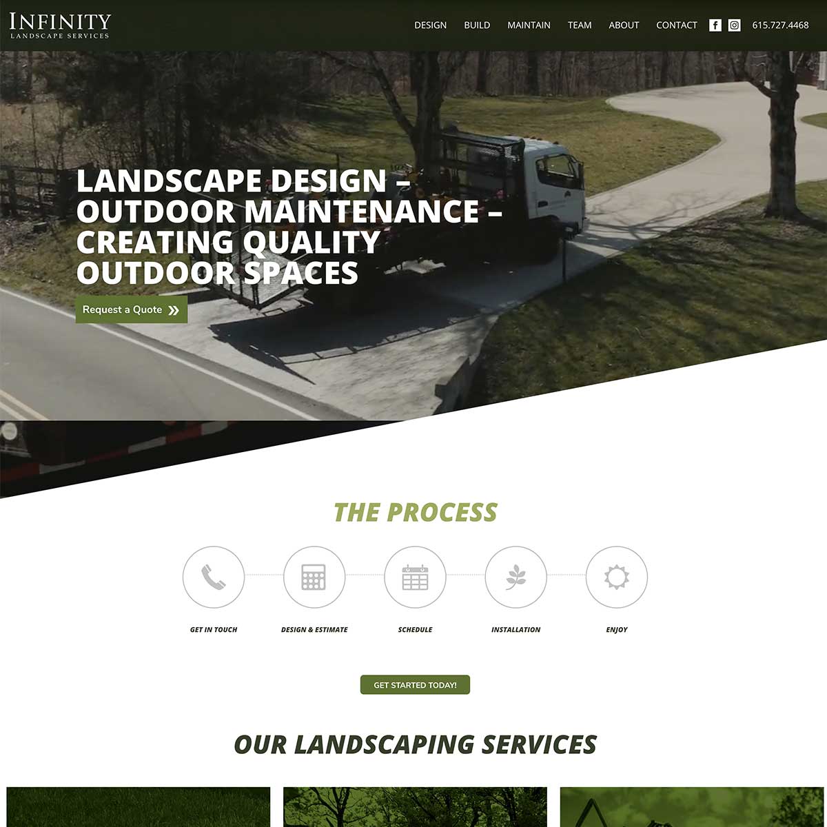 infinity landscapes website after jlb web designers worked together to recreate it in brentwood