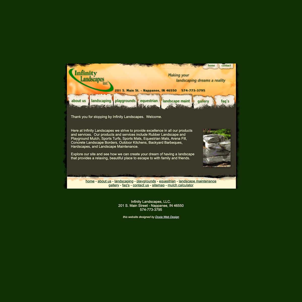 infinity landscapes website before jlb web designers worked together to recreate it in nashville