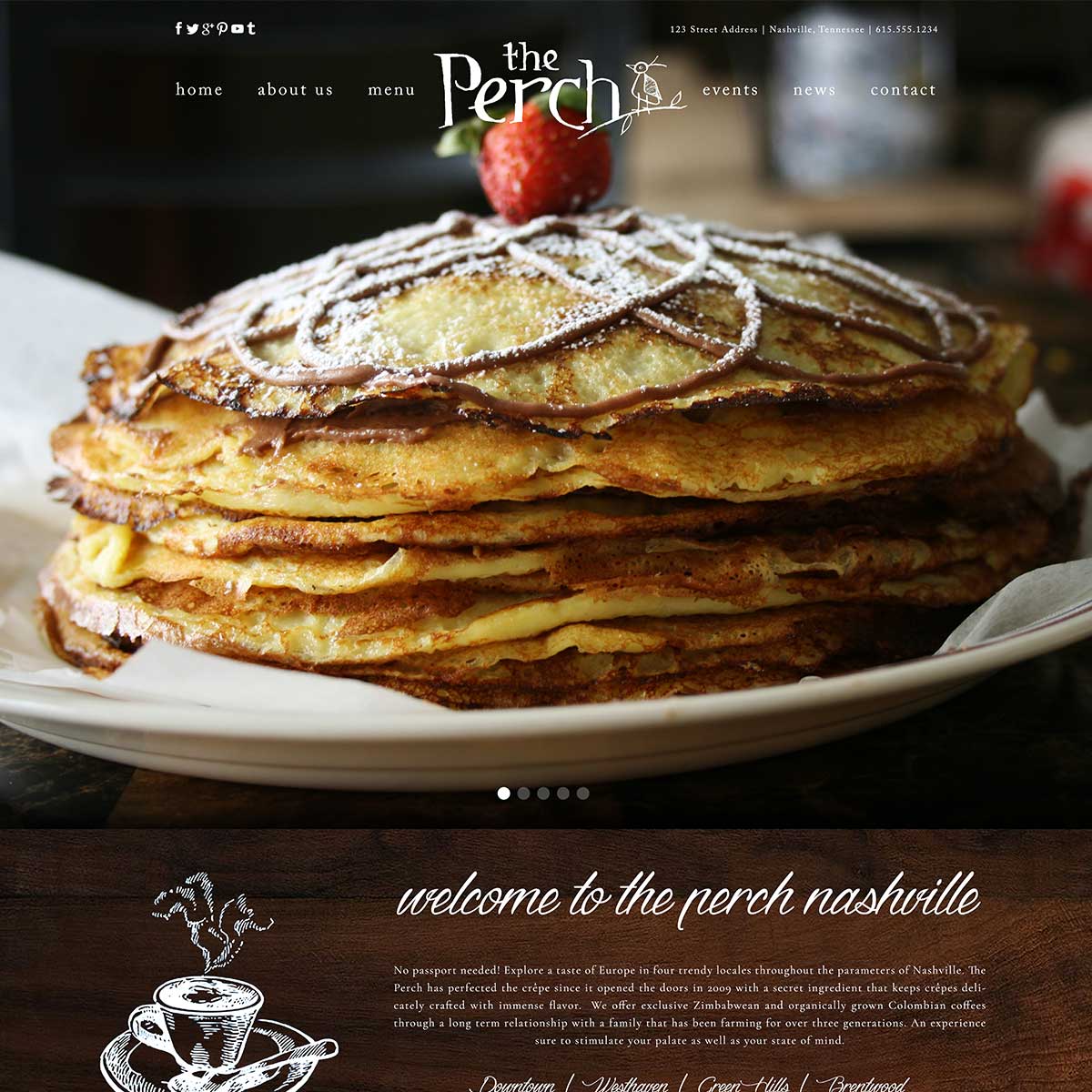 perch website after nashville web designers worked together to recreate it to include digital marketing and seo support
