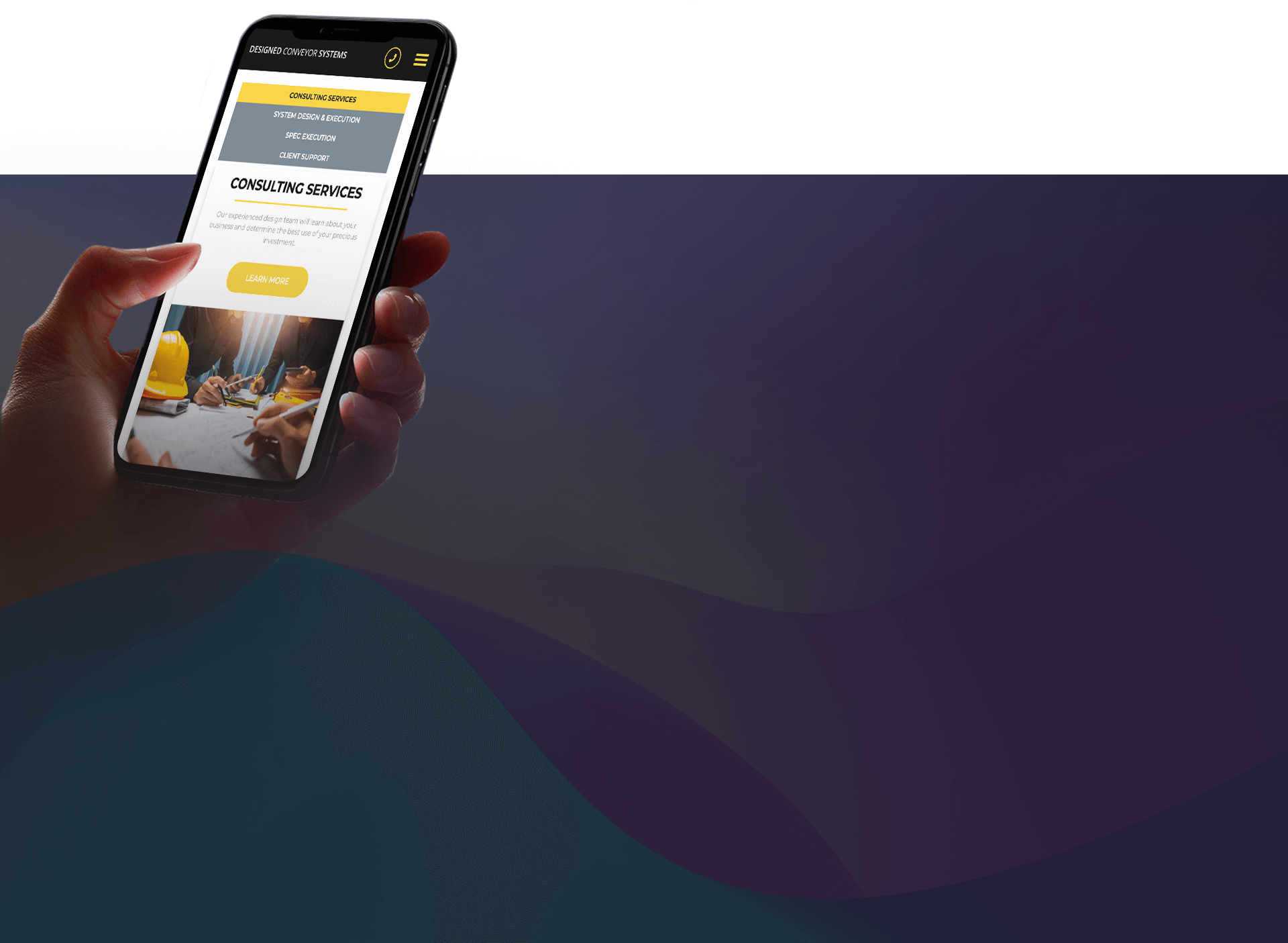 Hand scrolling through a mobile website design from JLB a web design and web development agency.