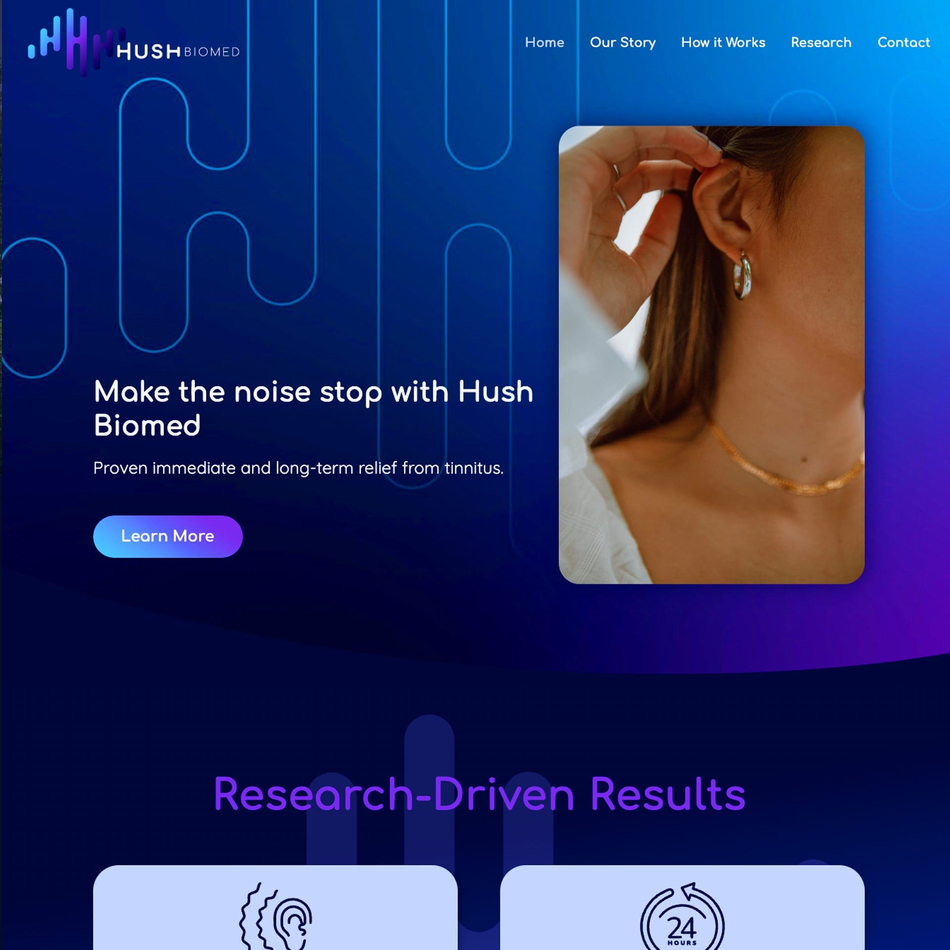 Nashville Web Design Inspo - Hush Biomed Homepage